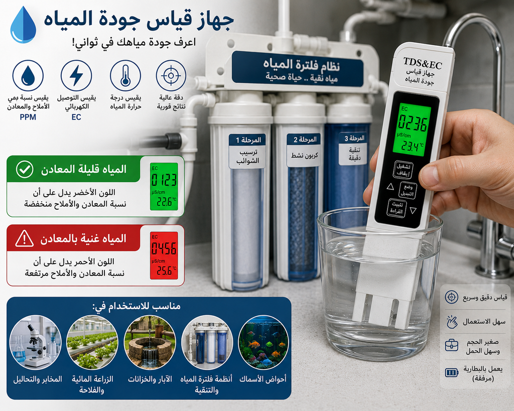 جهاز قياس نسبة الأملاح و جودة المياه